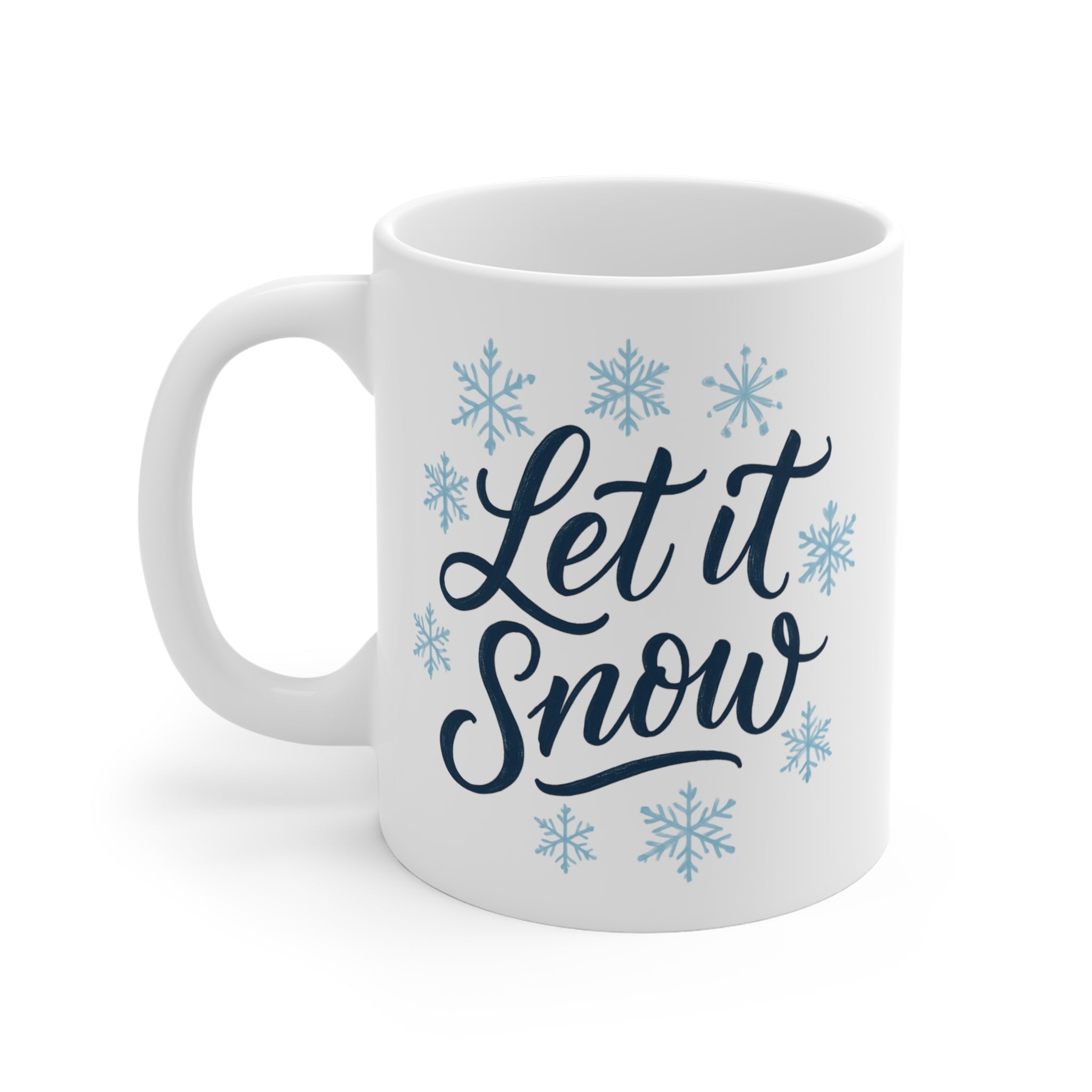 Let It Snow Mug — 11oz Holiday Coffee Cup with Snowflake Design