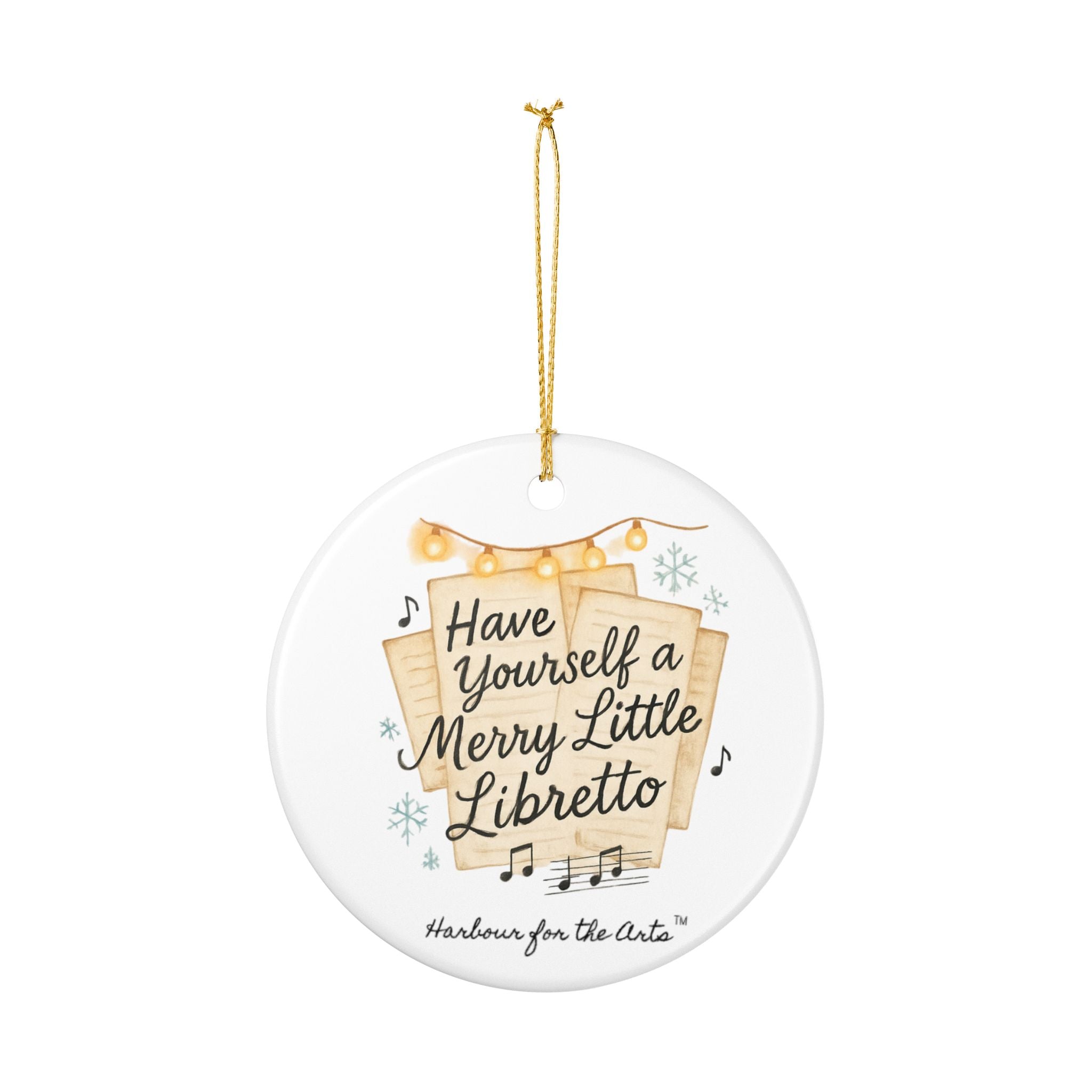 Have Yourself a Merry Little Libretto Ceramic Ornament — Musical Christmas Decoration