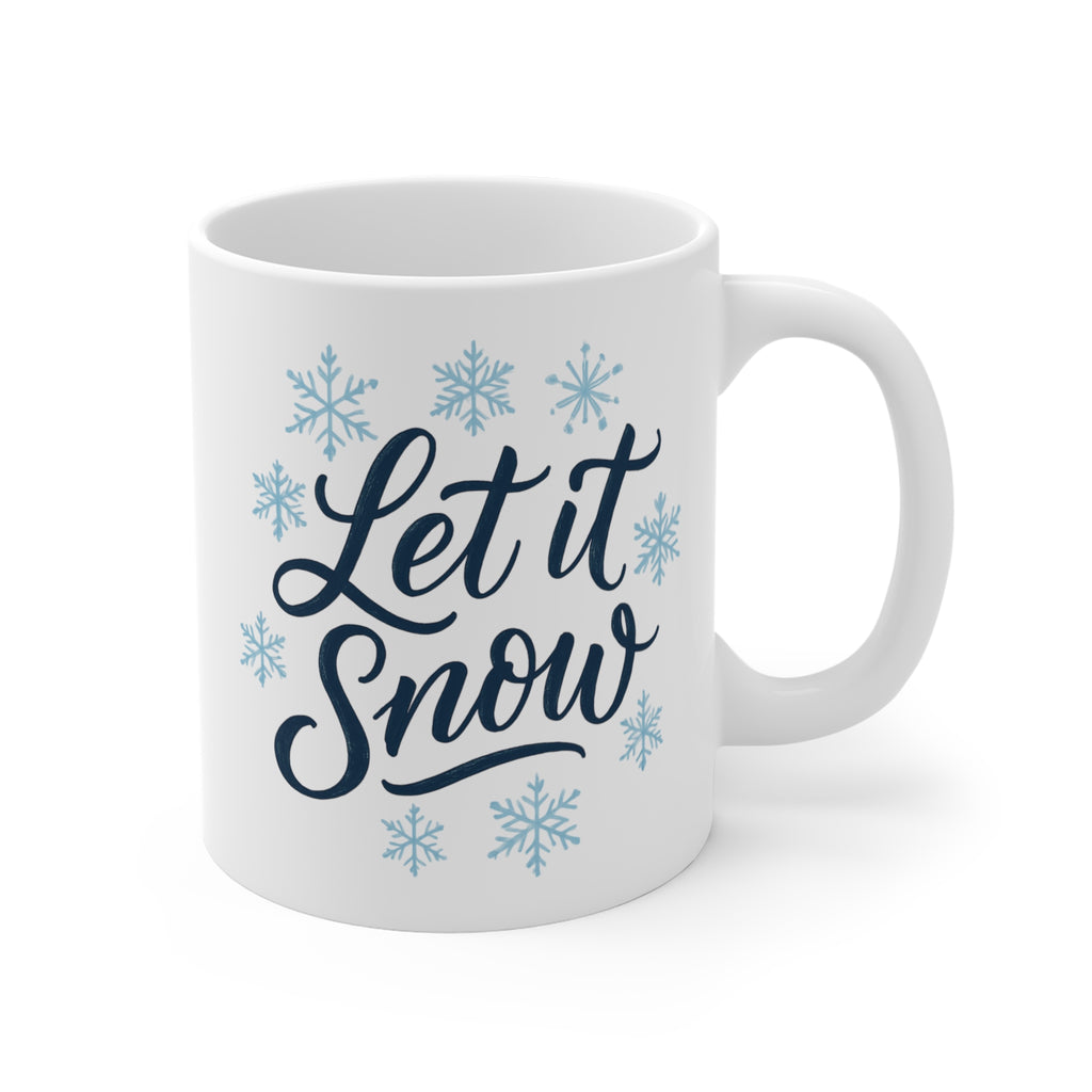 Let It Snow Mug — 11oz Holiday Coffee Cup with Snowflake Design
