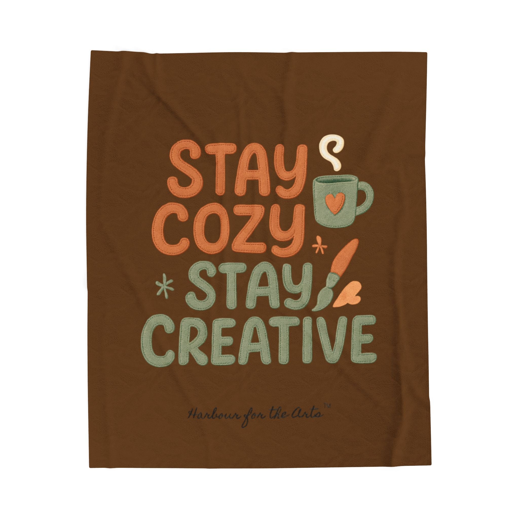 Stay Cozy Stay Creative Velveteen Plush Blanket — Soft Inspirational Art Blanket