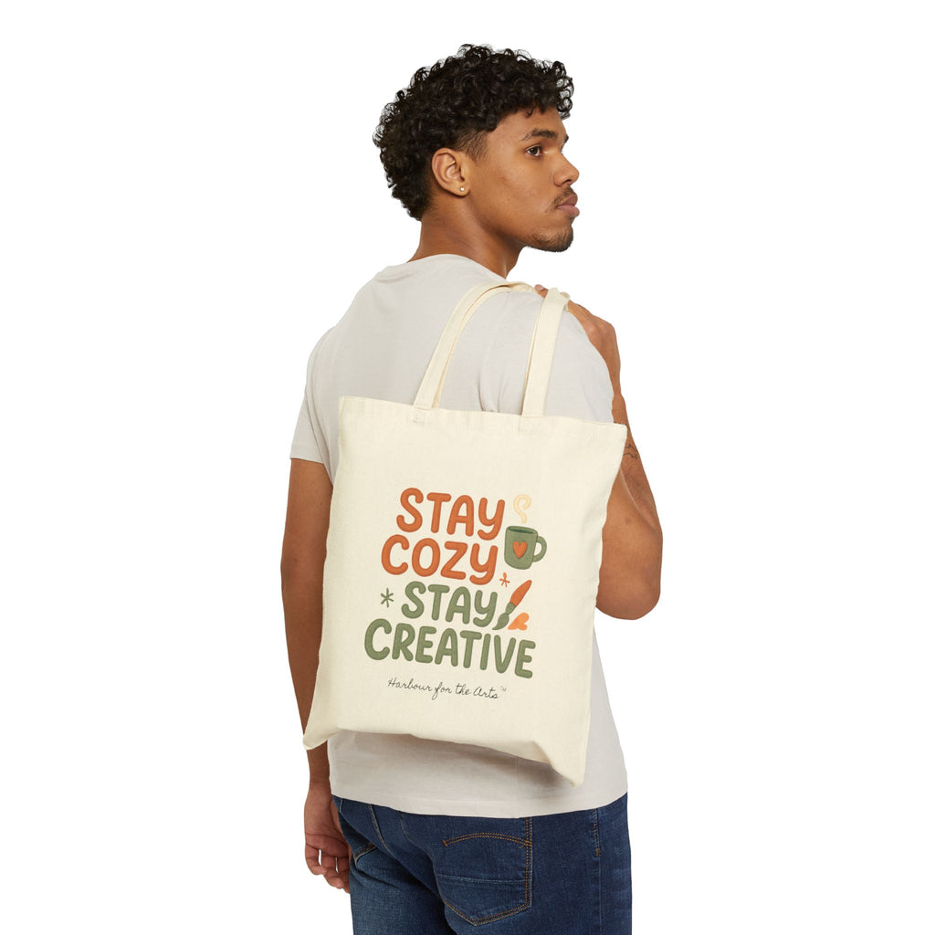 Stay Cozy Stay Creative Canvas Tote Bag