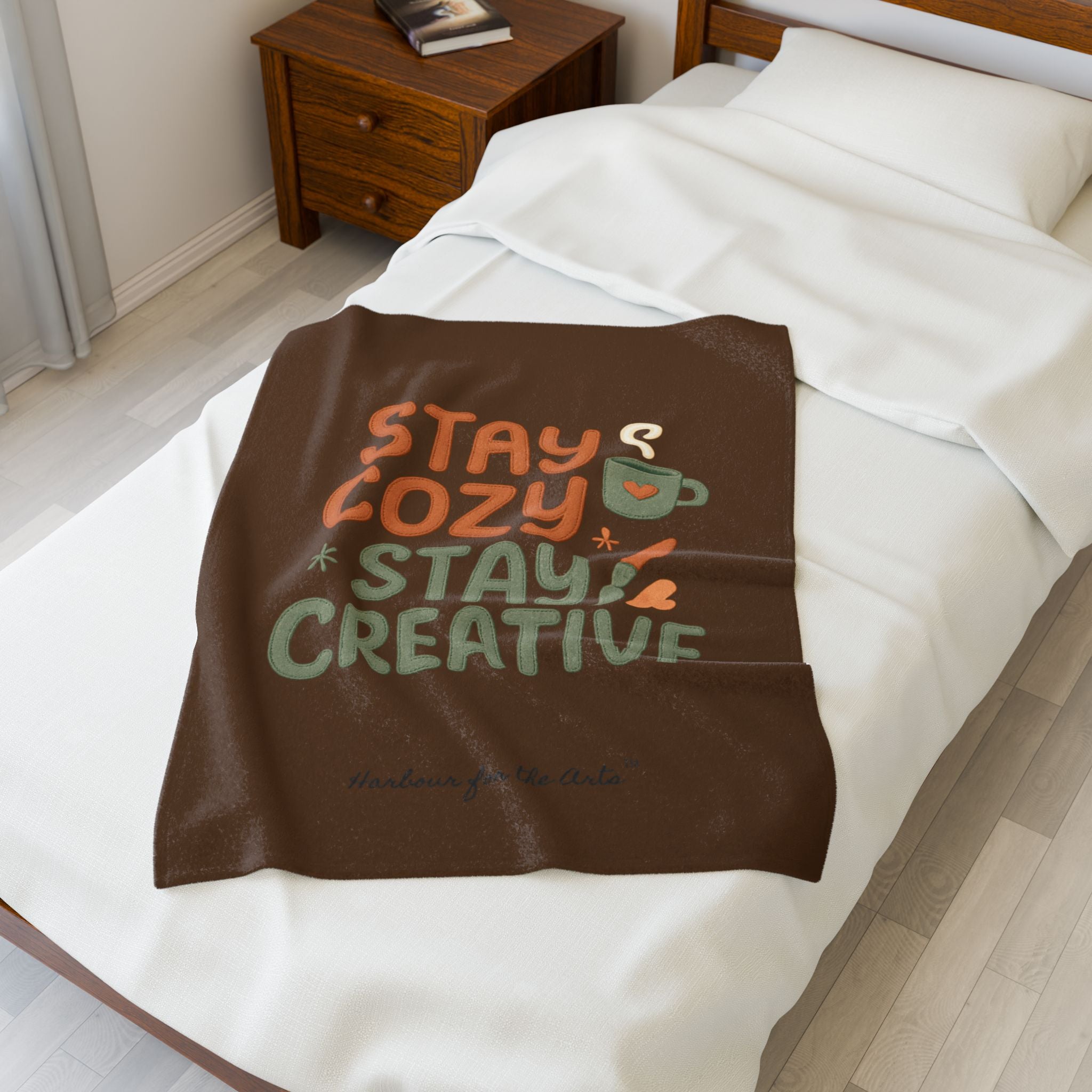 Stay Cozy Stay Creative Velveteen Plush Blanket — Soft Inspirational Art Blanket
